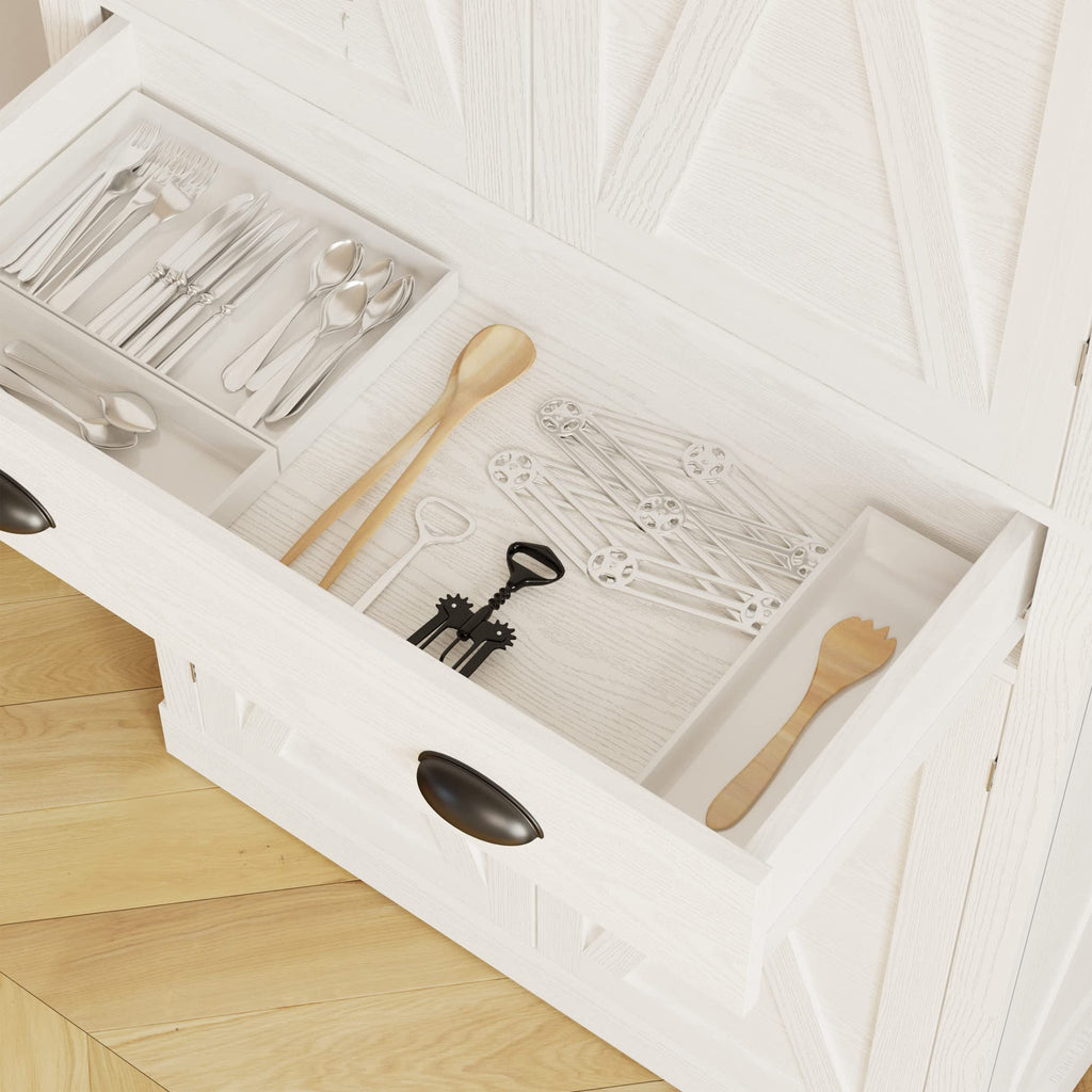 White Kitchen Pantry Storage Cabinet J72660