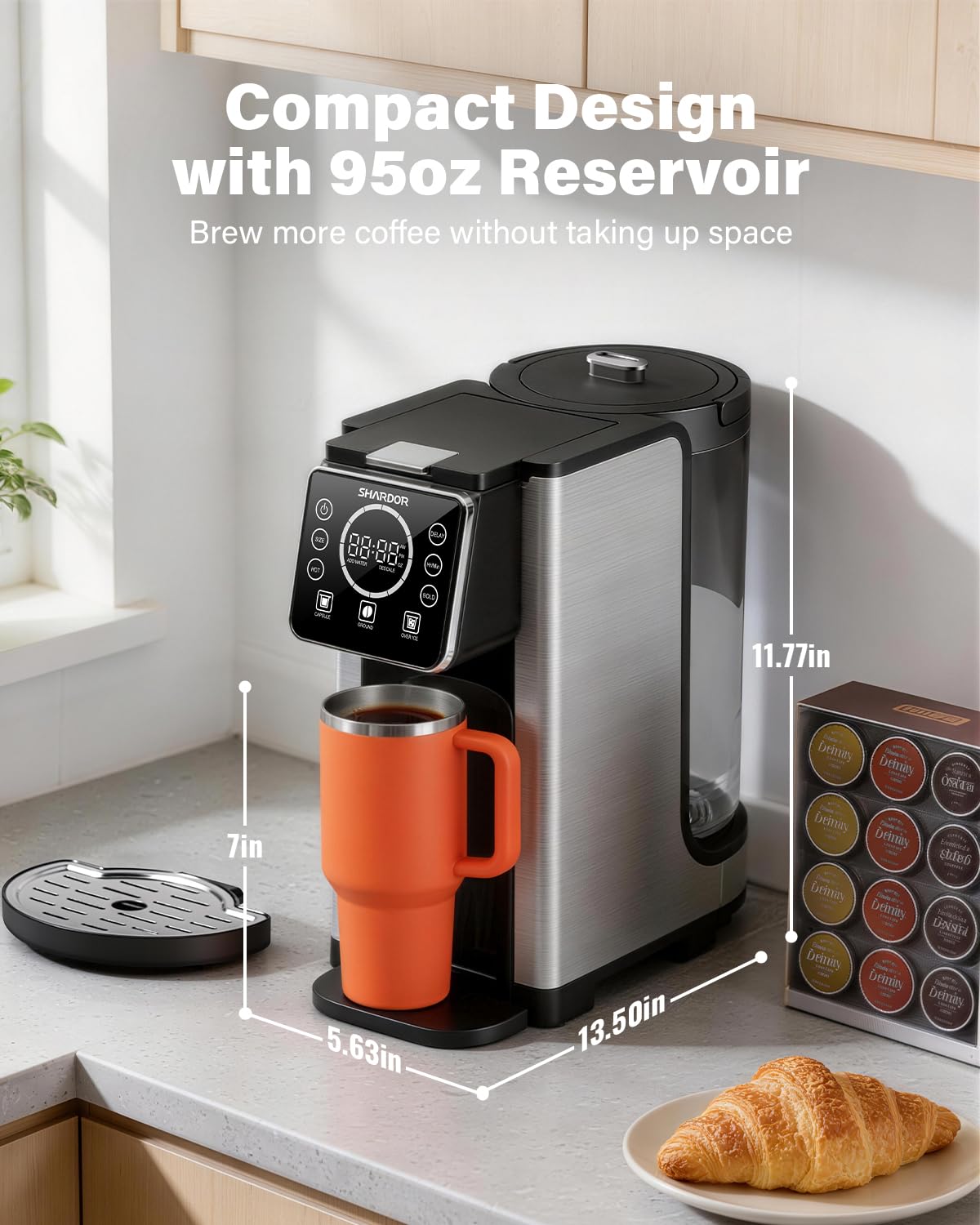 Single Serve & Carafe Coffee Maker, 6-24oz, Thermal Carafe B575443