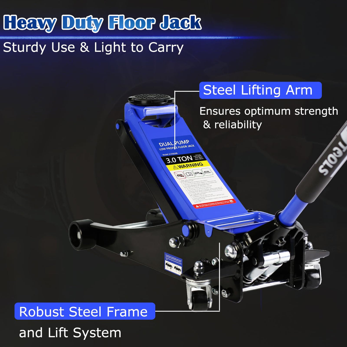 3 Ton Low Profile Hydraulic Steel Floor Jack J95911