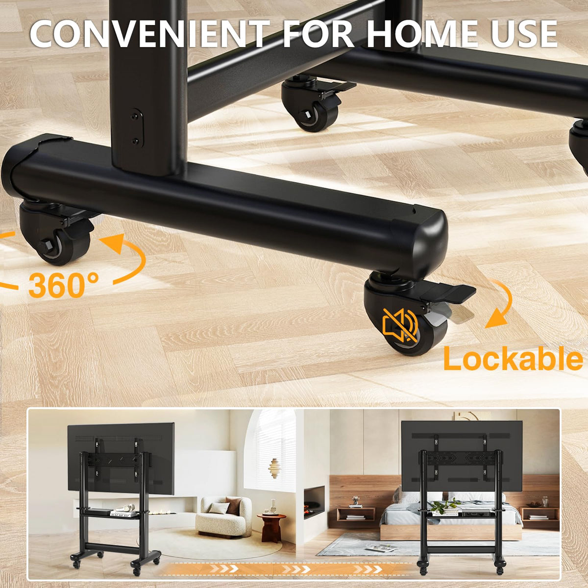 Mobile TV Cart Rolling TV Stand with Wheels for 55-120" TVs V25828