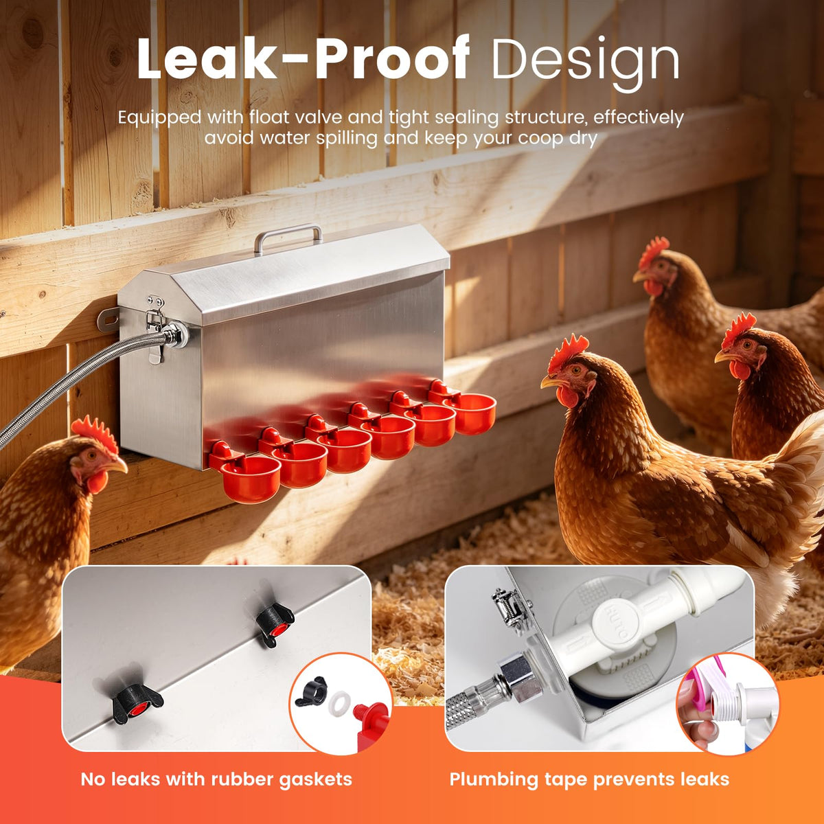 1.5 Gallon Metal Automatic Chicken Waterer E137061