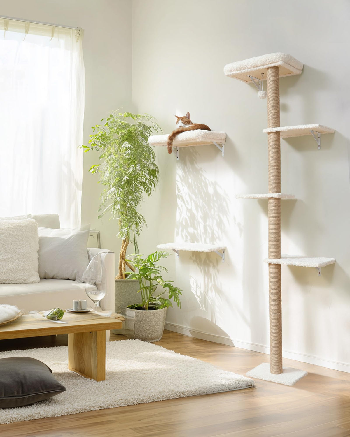 Beige Wall Mounted Cat Shelves Set I61037