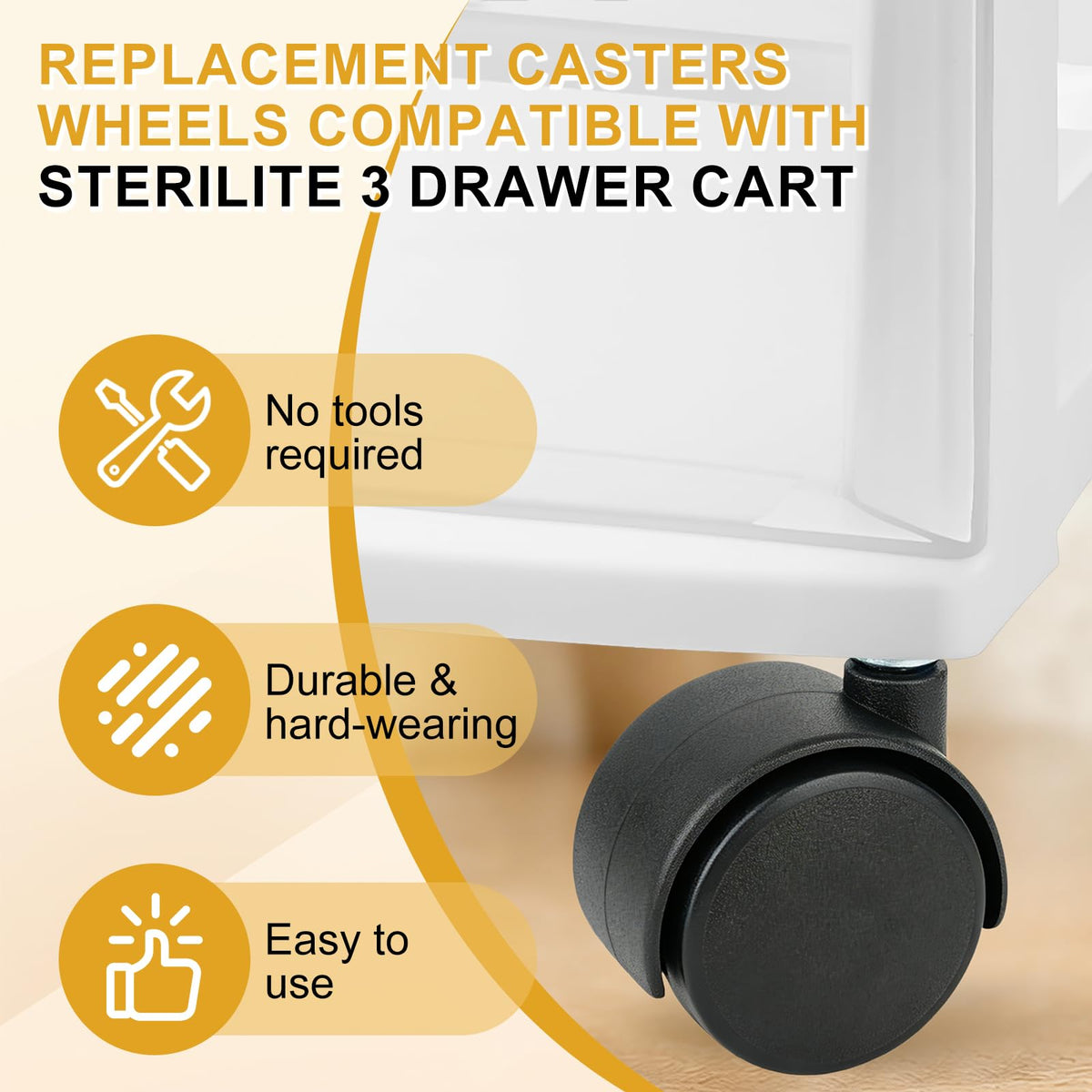 8PCS Replacement Casters for 3 Drawer Cart W6606