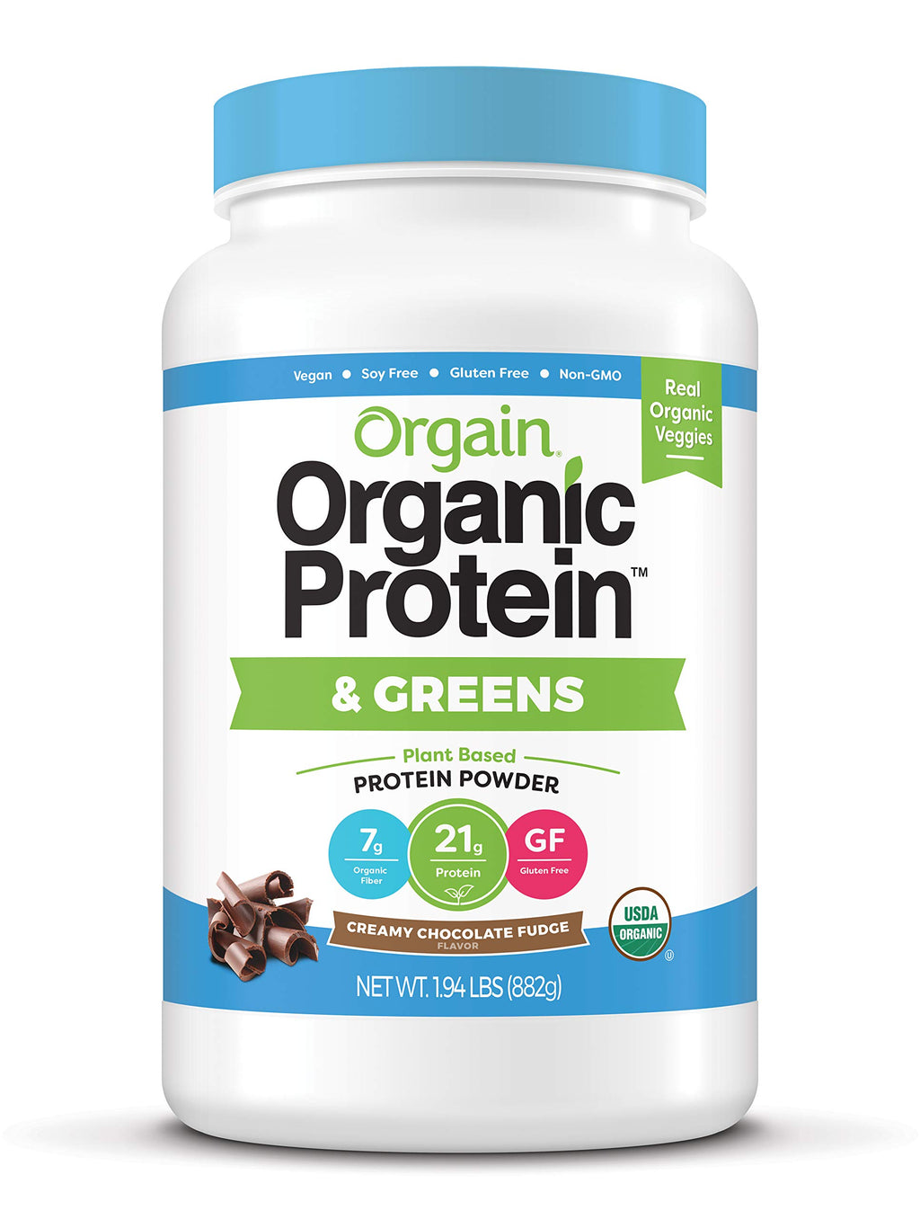 Organic Vegan Protein Powder + Greens, Creamy Chocolate Fudge, Vanilla Bean K173153