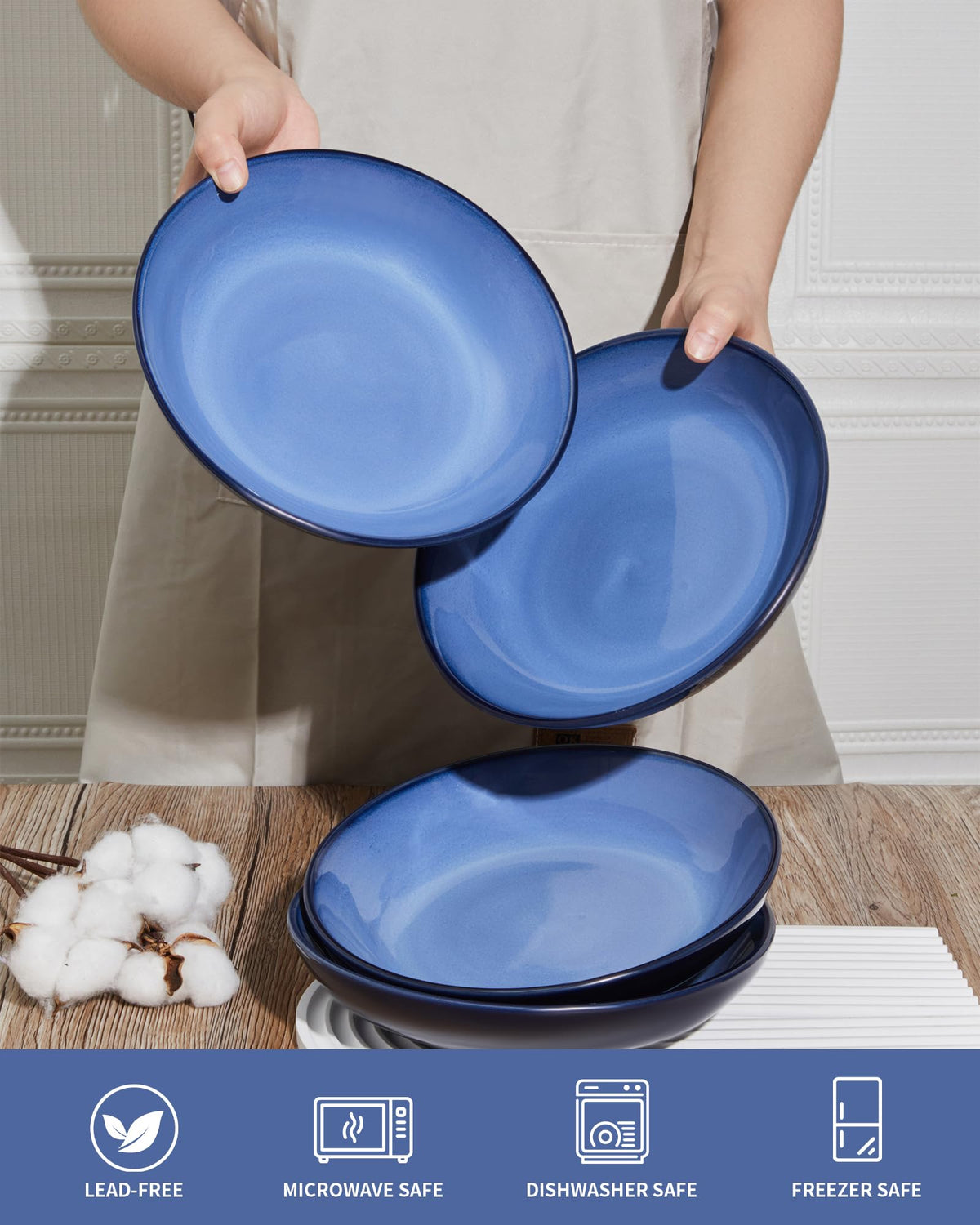 8.75'' Ceramic Pasta Bowls Set of 4 V1397