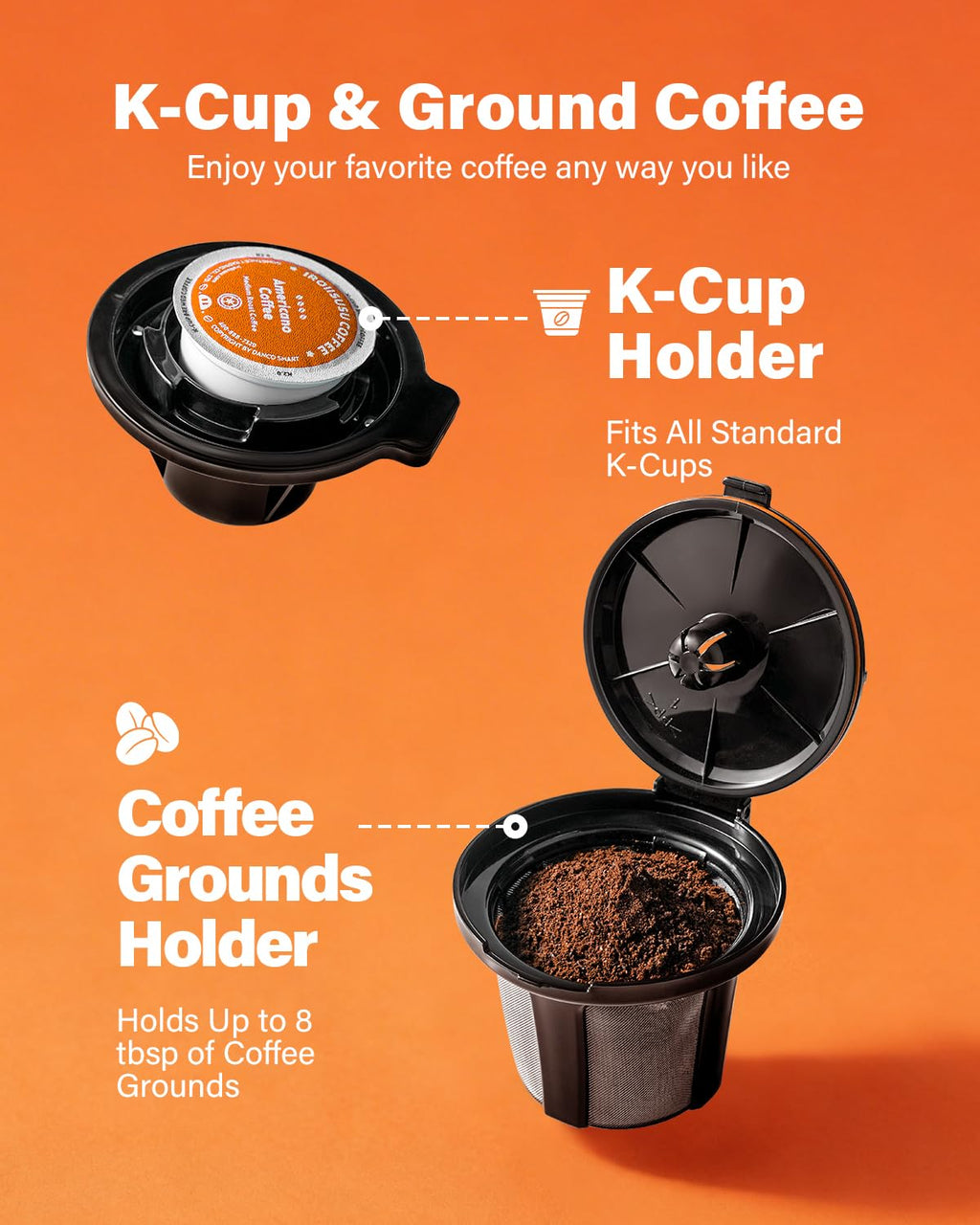 Single Serve & Carafe Coffee Maker, 6-24oz, Thermal Carafe B575443
