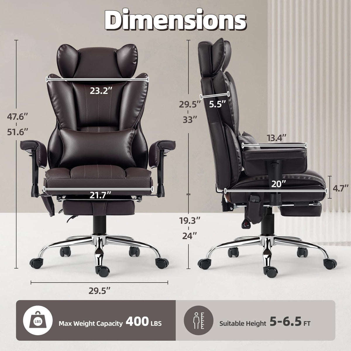 Heated Home Office Chair with Foot Rest S19014