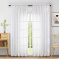 Extra Wide Sheer White Curtains 84 Inches Long 2 Panels F856