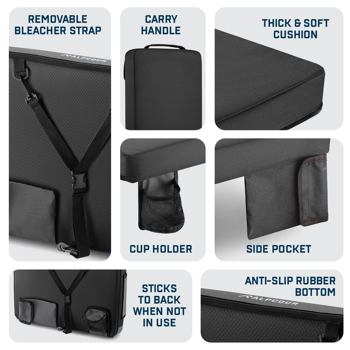 Portable Extra Thick Stadium Seat Cushion with Cup Holder B393