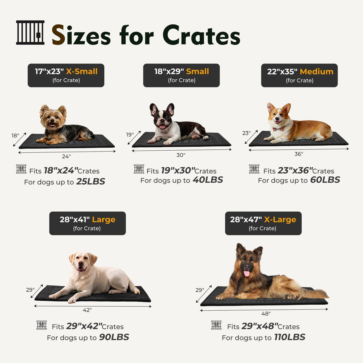 Chew Proof Dog Crate Pad Large 28"x41" F738