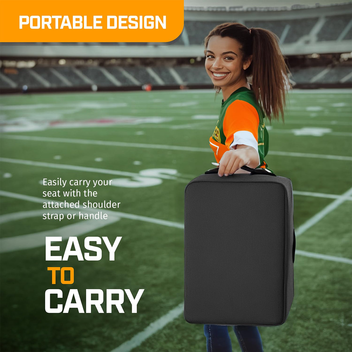 Portable Extra Thick Stadium Seat Cushion with Cup Holder B393