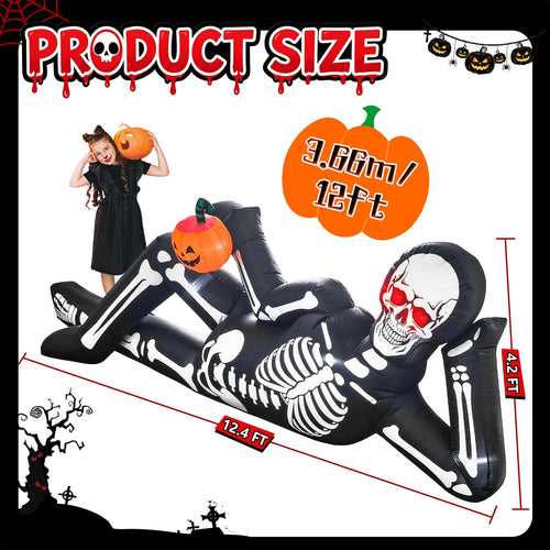 12FT Halloween Inflatable Lying Skeleton Decoration G875412