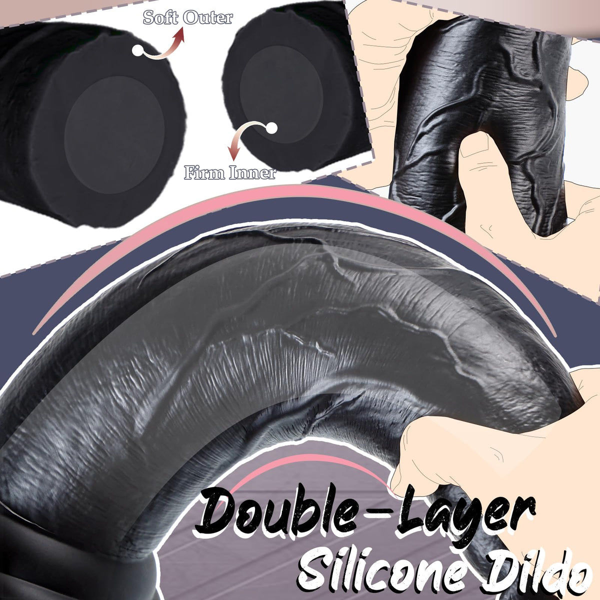 12 Inch Black Thick Anal Dildo N888776