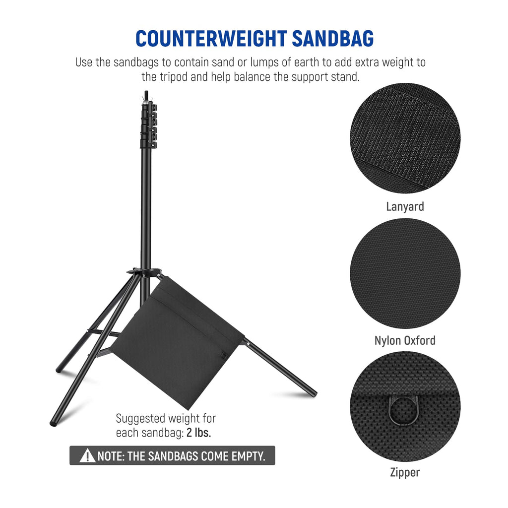 Adjustable Backdrop Stand Kit with 4 Crossbars, 6 Spring Clamps, 6 Backdrop Clips, 2 Sandbags, and Carrying Bag Y662390