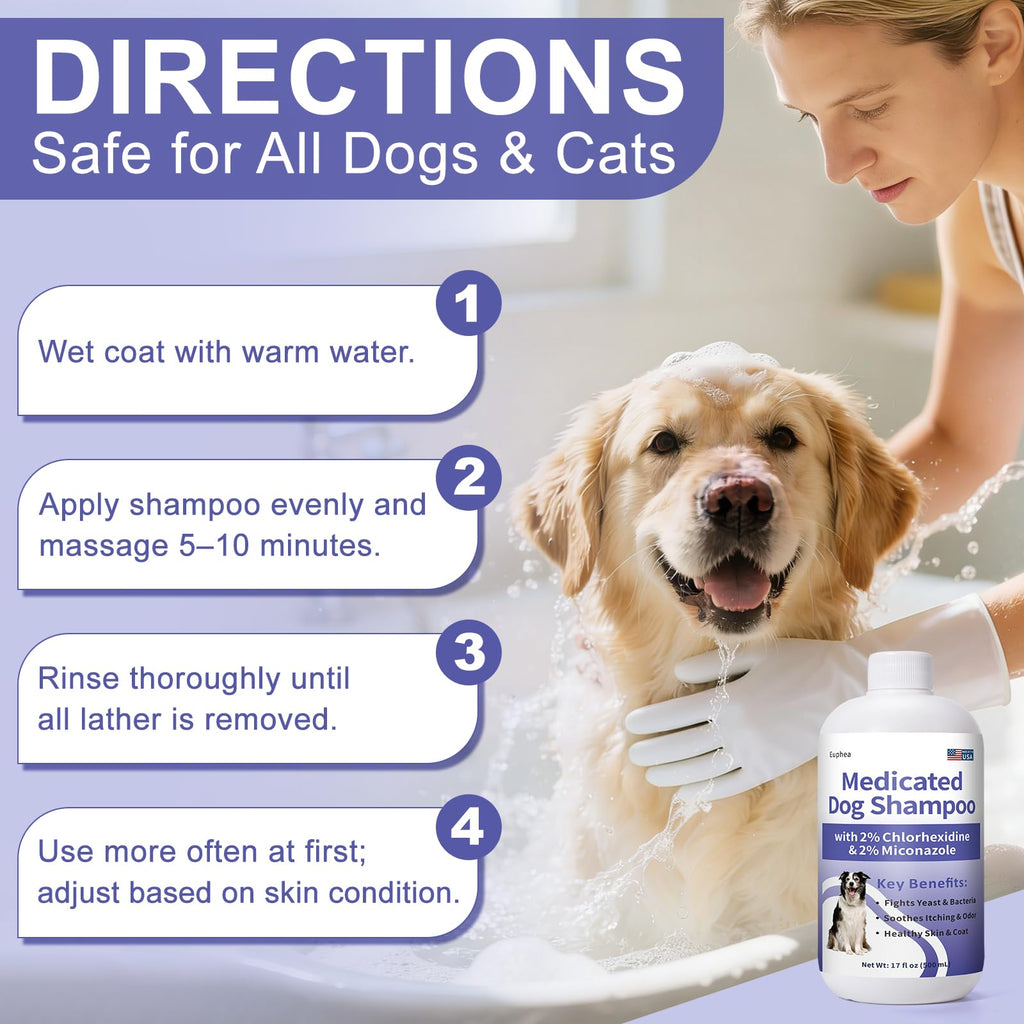 Medicated Dog Shampoo with 2% Miconazole & 2% Chlorhexidine 17 oz V4646