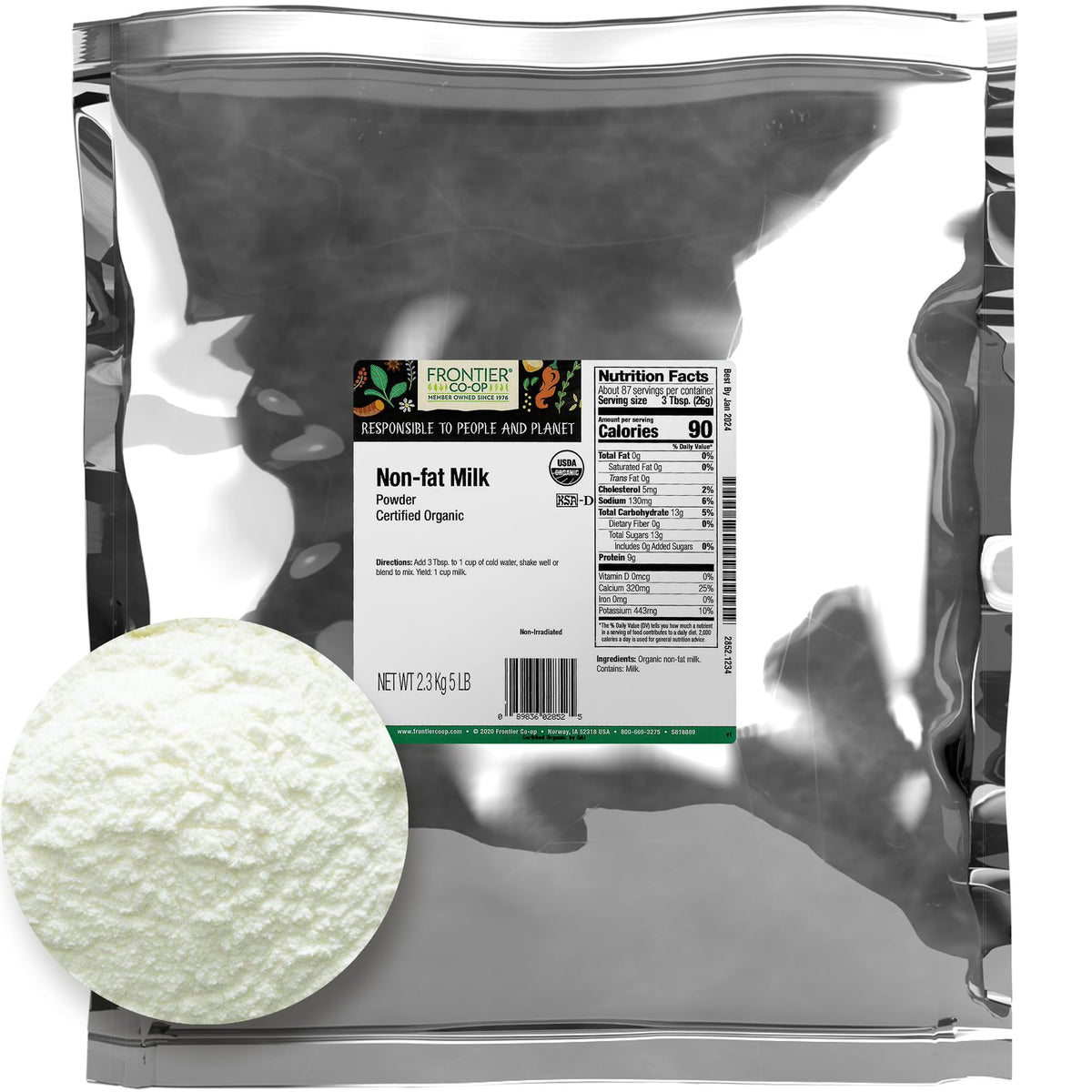 Organic Non-Fat Milk Powder 5lb Bulk Bag F636