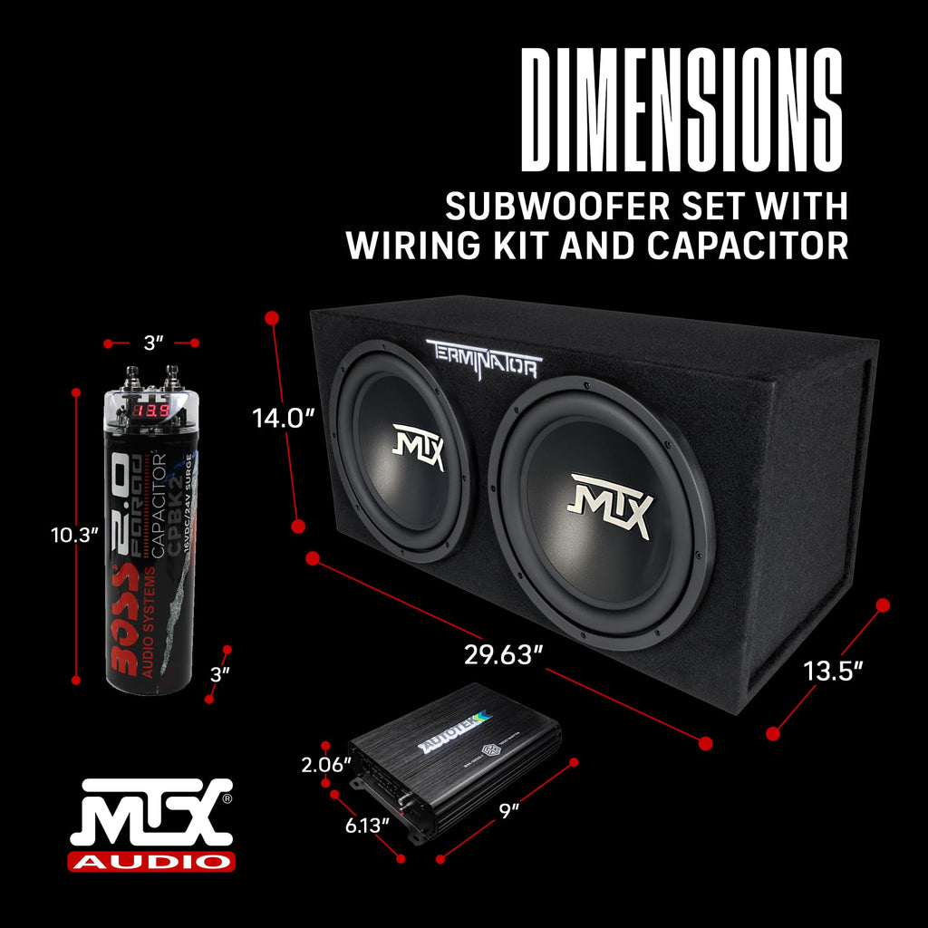 Dual 12" Subwoofer Box, Mono Amp, & Wiring Kit V63547