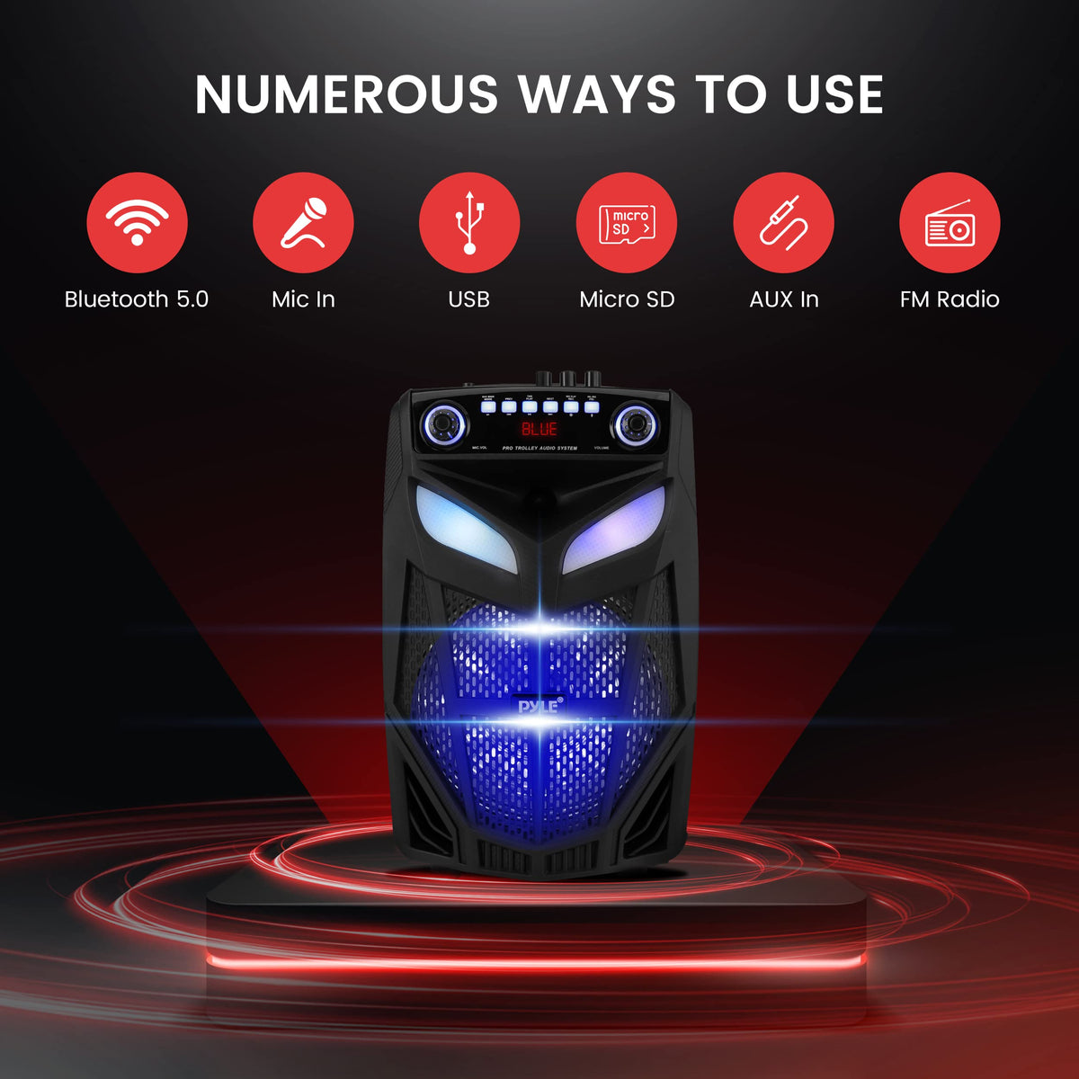 Portable Bluetooth PA Speaker System 600W 10” with 2 Wireless Microphones T722279