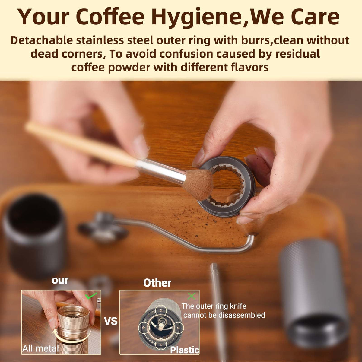 Manual Coffee Grinder with Stainless Steel Burrs U315673