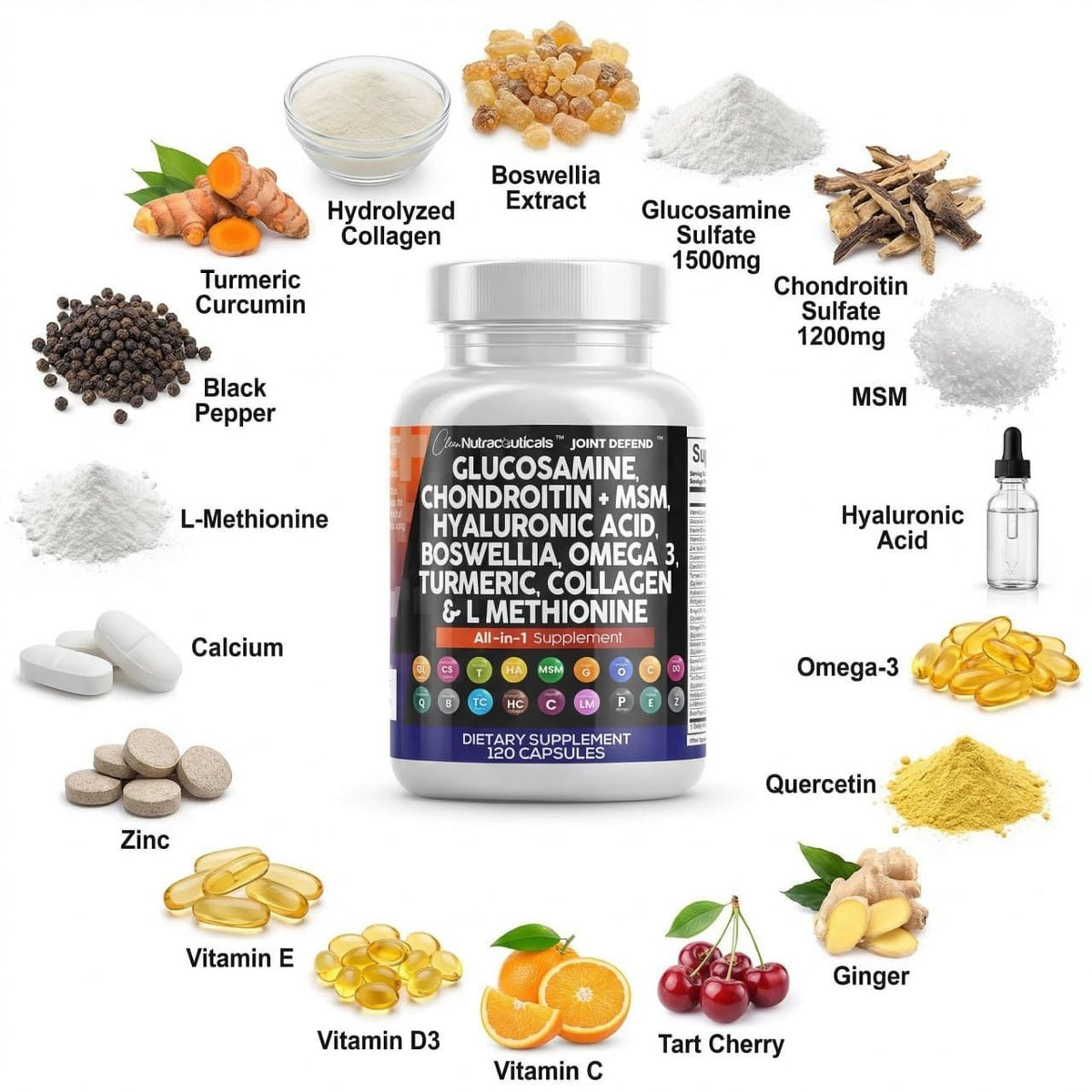 Glucosamine Chondroitin MSM 1500mg with Turmeric Curcumin Supplement Q456