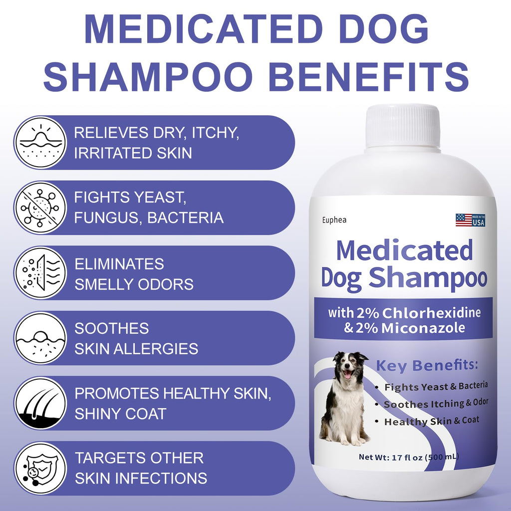 Medicated Dog Shampoo with 2% Miconazole & 2% Chlorhexidine 17 oz V4646