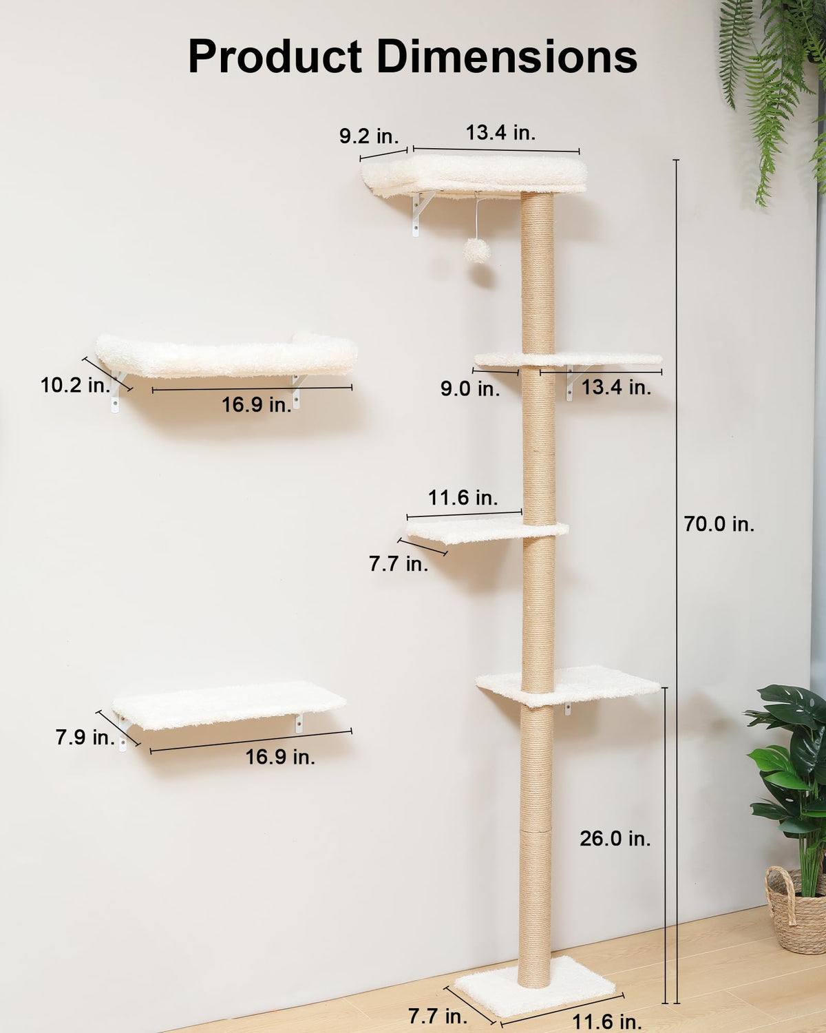 Beige Wall Mounted Cat Shelves Set I61037