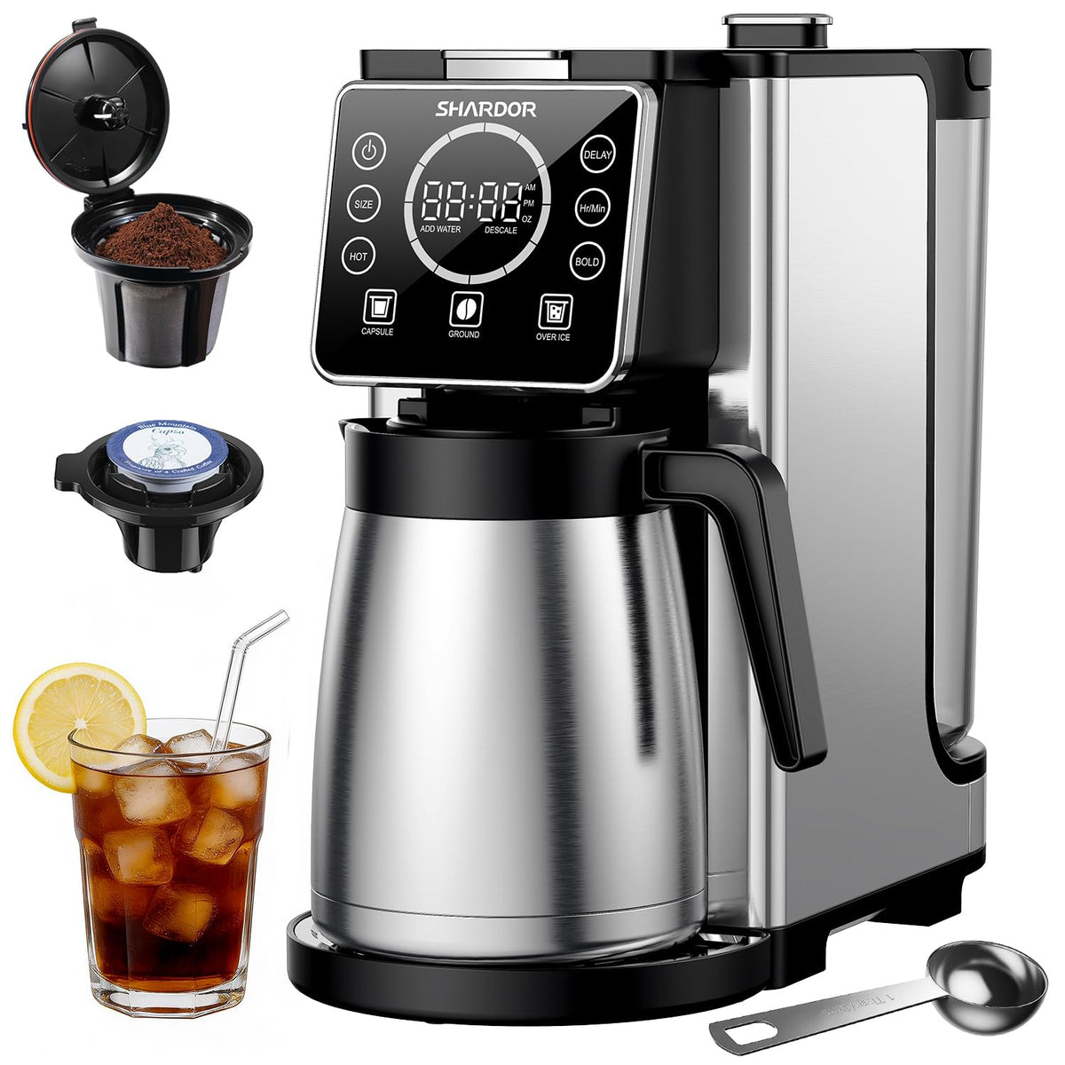 Single Serve & Carafe Coffee Maker, 6-24oz, Thermal Carafe B575443