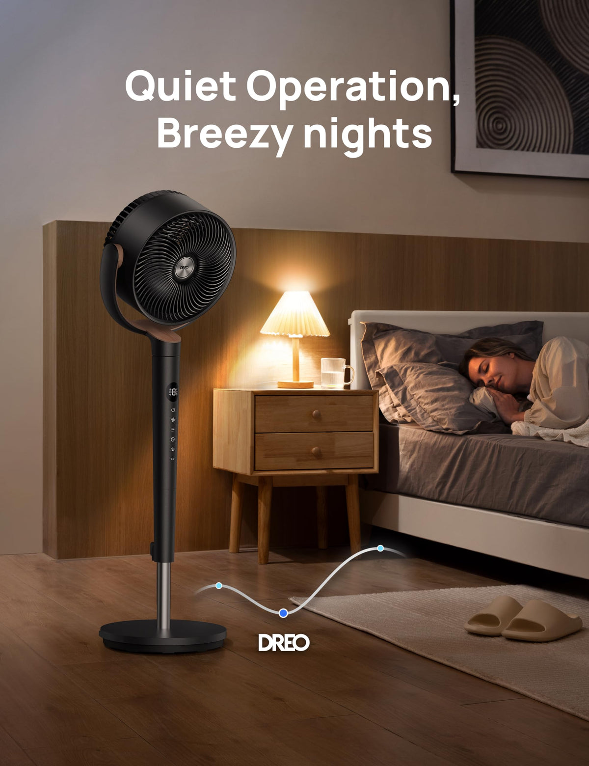120° Oscillating Standing Fan, Quiet Floor Fan with DC Motor, 9 Speeds, 4 modes, 37-42" Adjustable Height, 9H Timer, Dark Gray Q597347