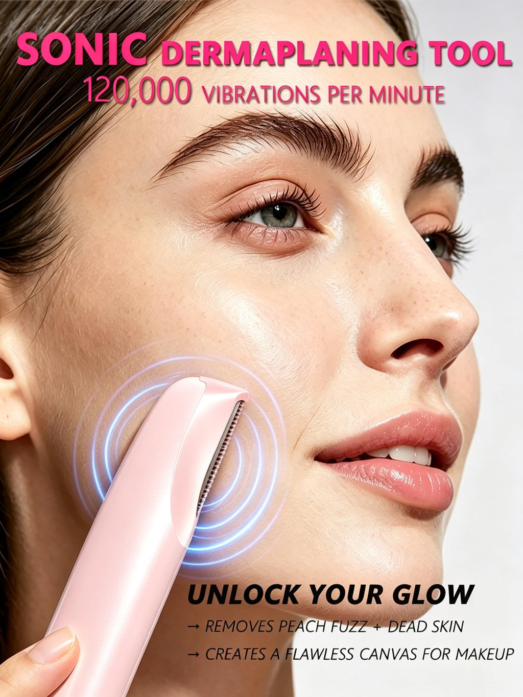 Pink Dermaplane Razor with LED Light and 4 Replacement Blades U157626