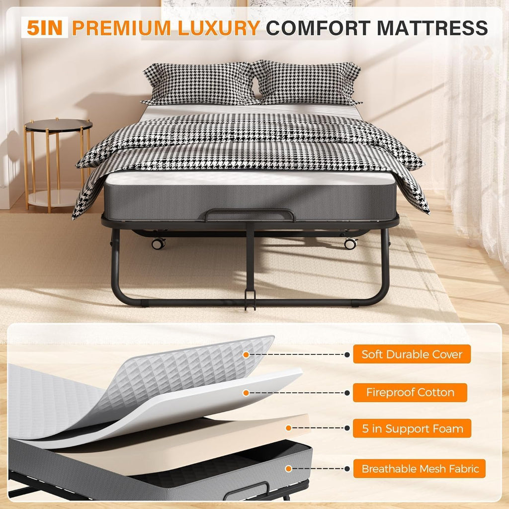Folding Bed with Mattress 75" x 31" 5" Memory Foam I242739