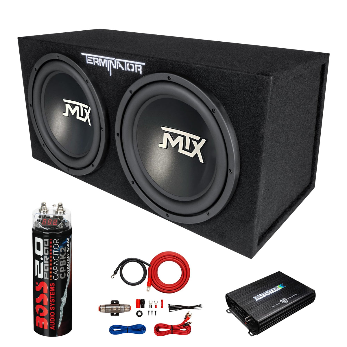 Dual 12" Subwoofer Box, Mono Amp, & Wiring Kit V63547