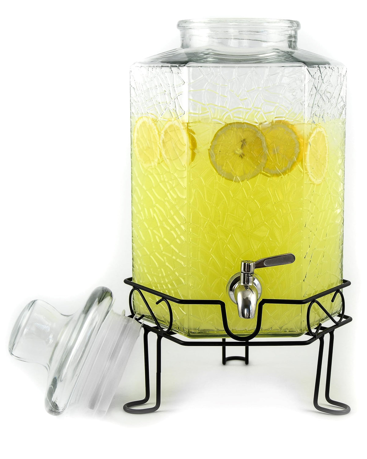 2.5 Gallon Glass Beverage Dispenser with Spigot and Stand M457805