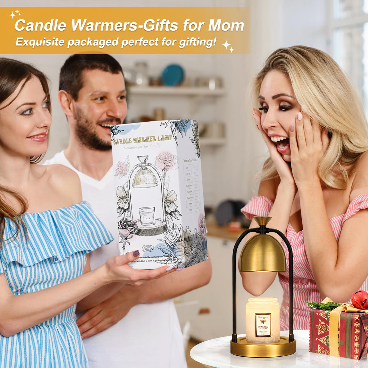Gold Candle Warmer Lamp with Timer O5295