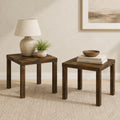 Rustic Brown Square Side Table Set of 2 S36396