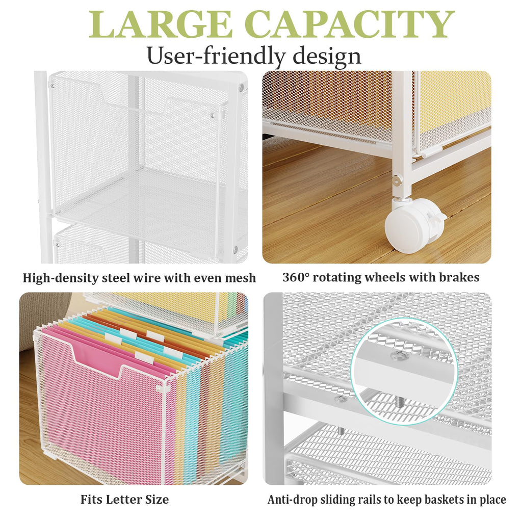 Rolling File Cart with 2 Storage Drawers S4559