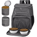 Dog Travel Bag Backpack with 2 Silicone Collapsible Bowls and 2 Food Baskets Grey A33346