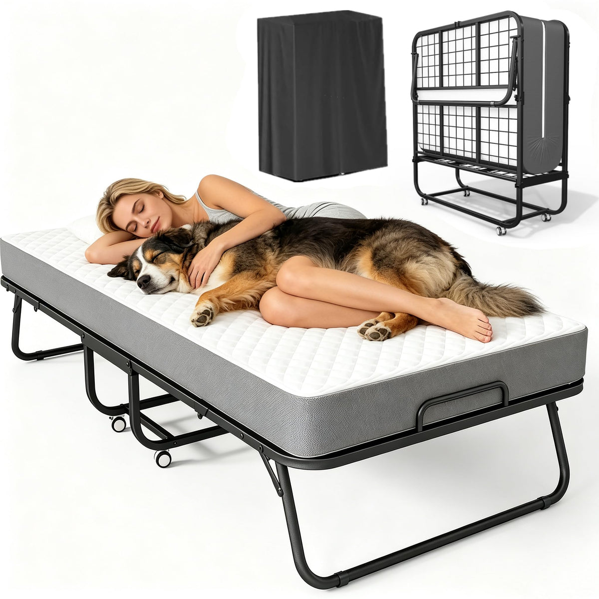 Folding Bed with Mattress 75" x 31" 5" Memory Foam I242739