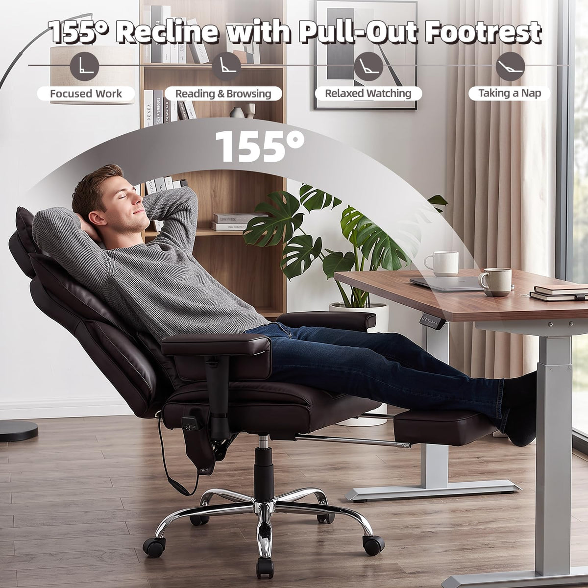 Heated Home Office Chair with Foot Rest S19014