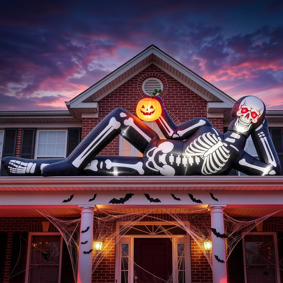 12FT Halloween Inflatable Lying Skeleton Decoration G875412