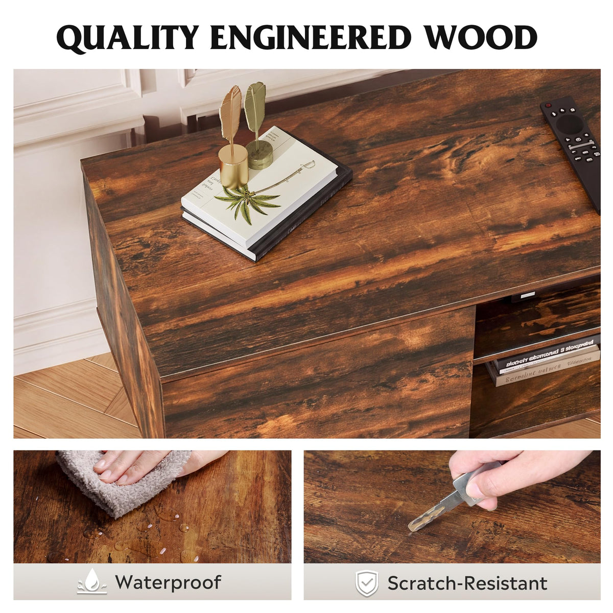 TV Stand with 2 Cabinets Storage & Adjustable Shelf H10602
