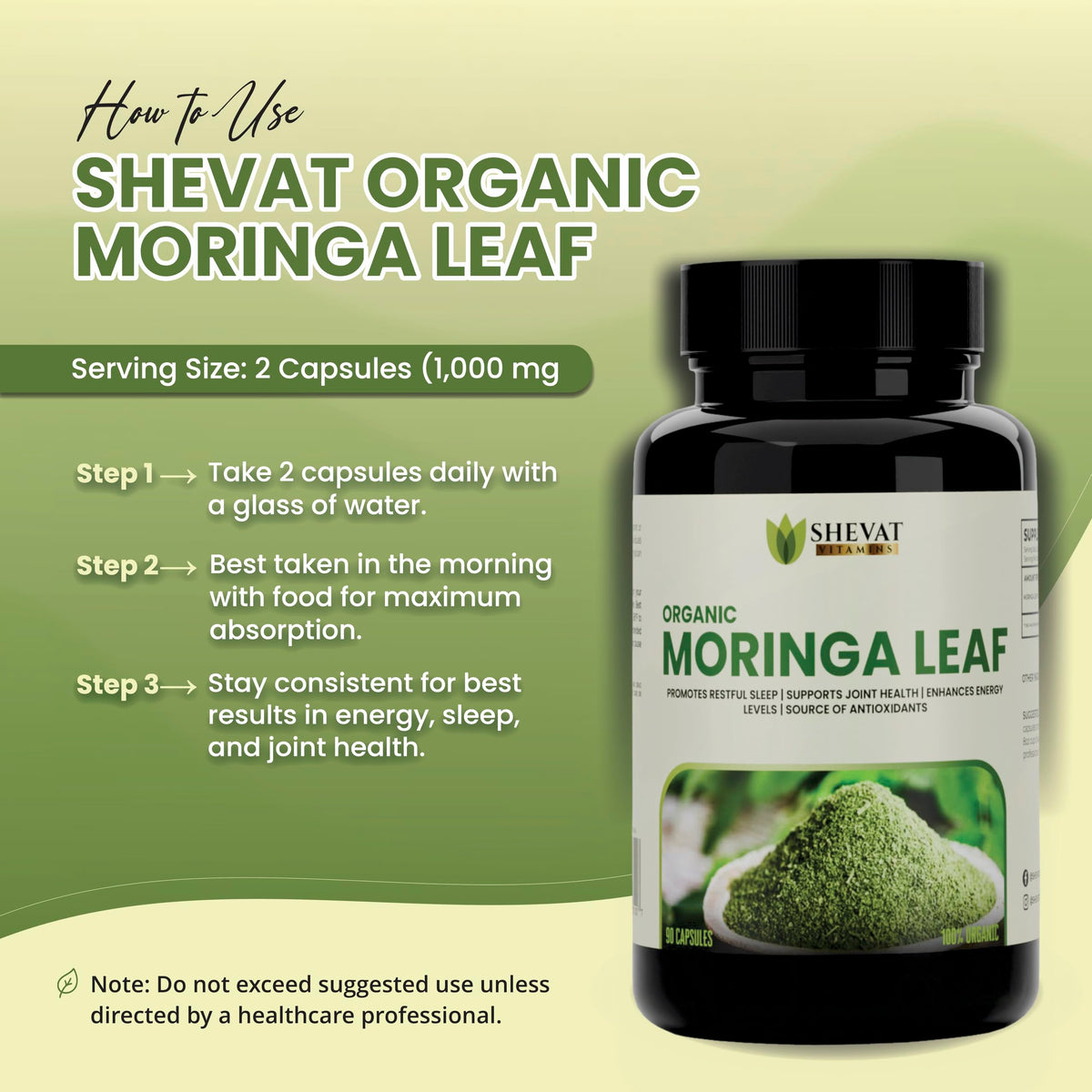 Organic Moringa Leaf Capsules 1000mg 90 Capsules N463962