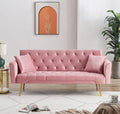 Pink Velvet Convertible Sleeper Sofa Bed X55087