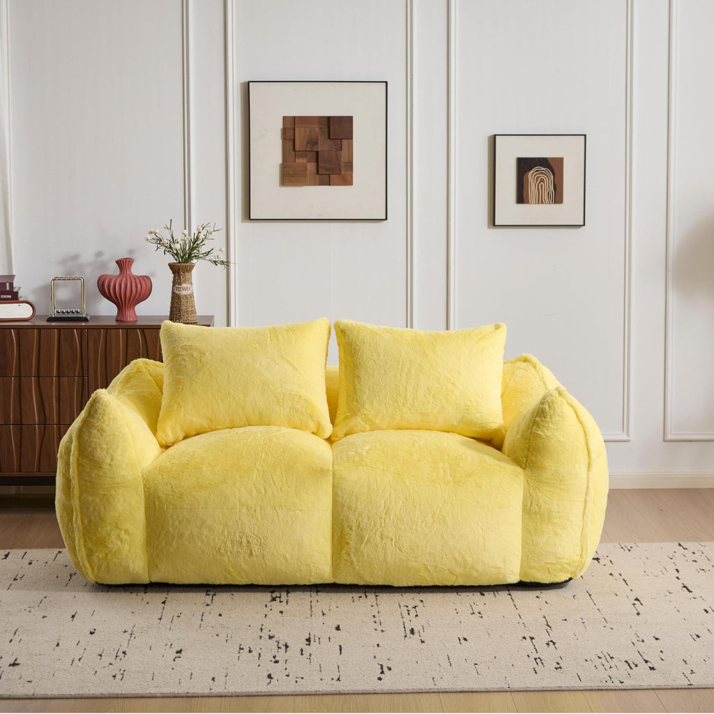 Oversized Ultra Soft Fluffy Faux Fur Bean Bag Chair with Pillows M399