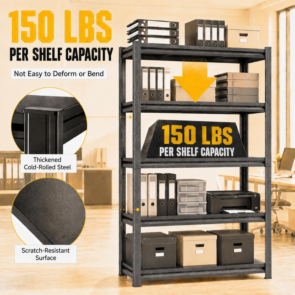 5 Tier Black Metal Bookshelf T32212