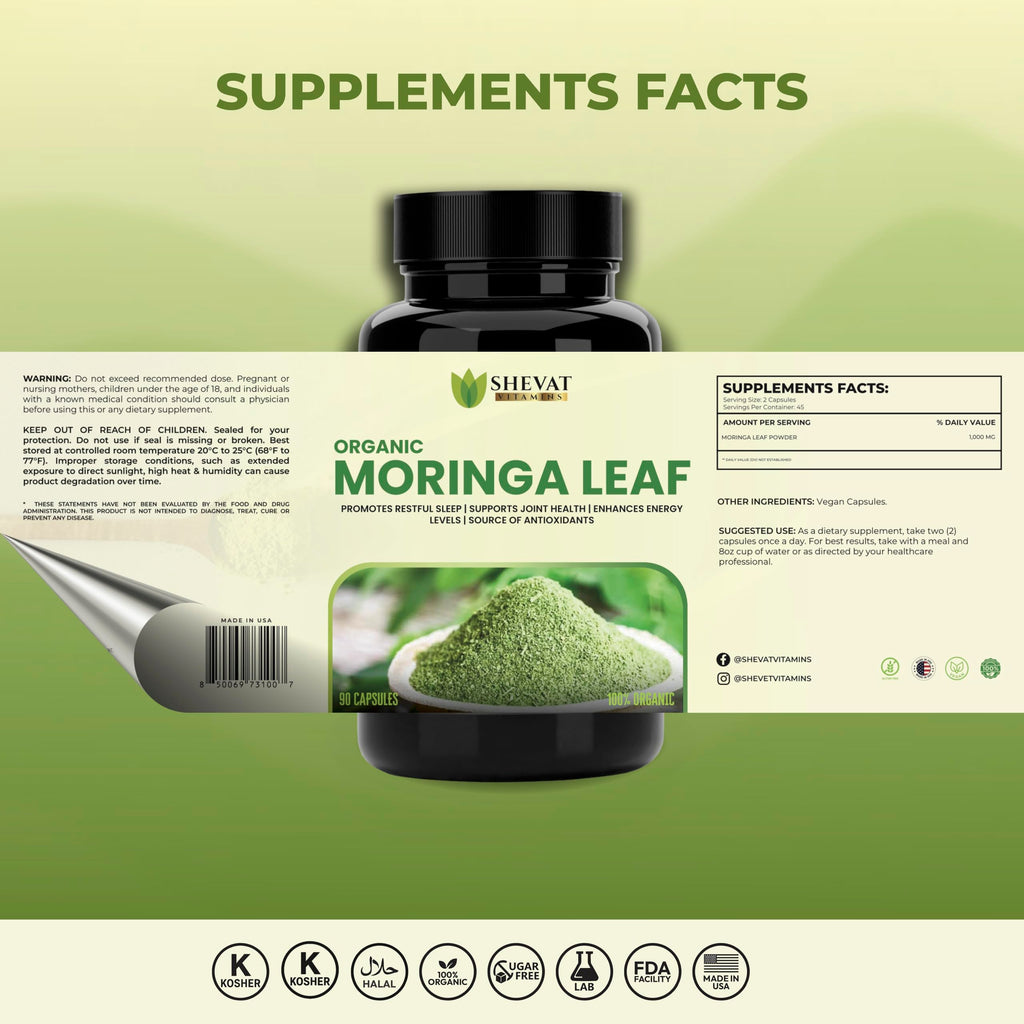 Organic Moringa Leaf Capsules 1000mg 90 Capsules N463962