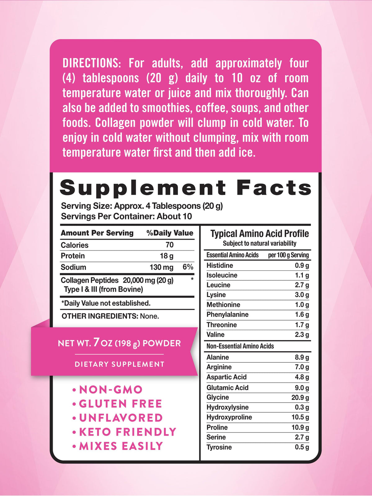 Collagen Powder 7 oz Type I and III Unflavored C4339