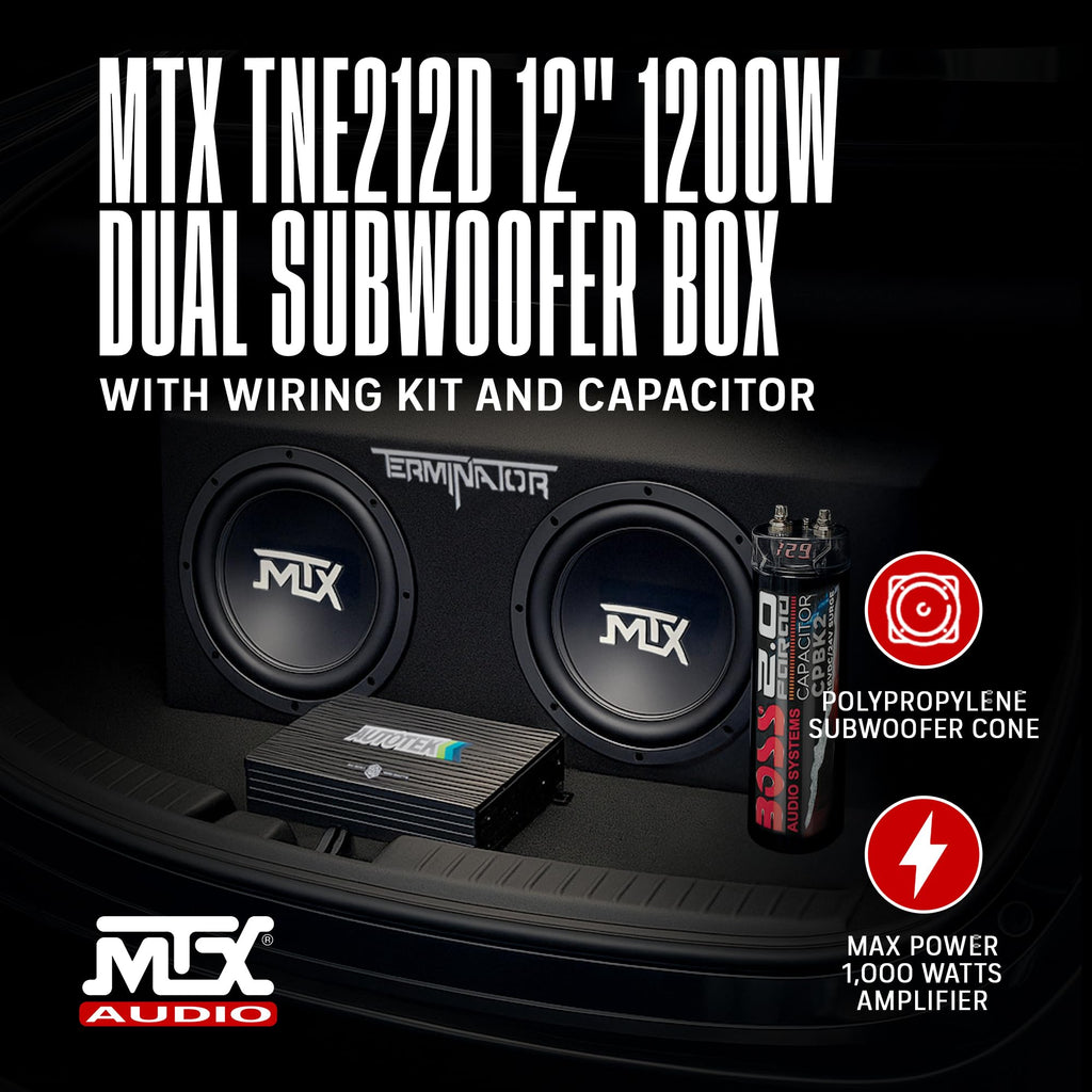 Dual 12" Subwoofer Box, Mono Amp, & Wiring Kit V63547