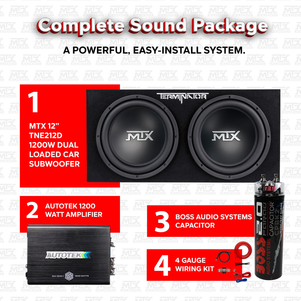 Dual 12" Subwoofer Box, Mono Amp, & Wiring Kit V63547