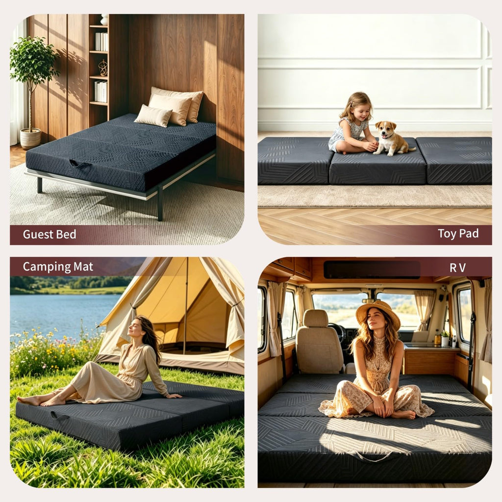 6 Inch Cooling Gel Memory Foam Trifold Mattress with Ice Silk Cover V952