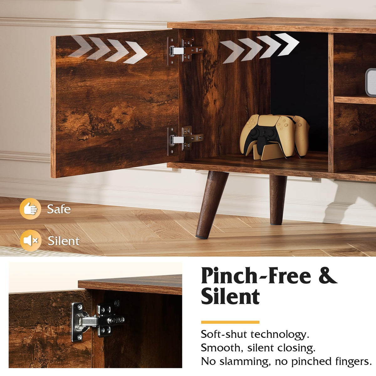 TV Stand with 2 Cabinets Storage & Adjustable Shelf H10602